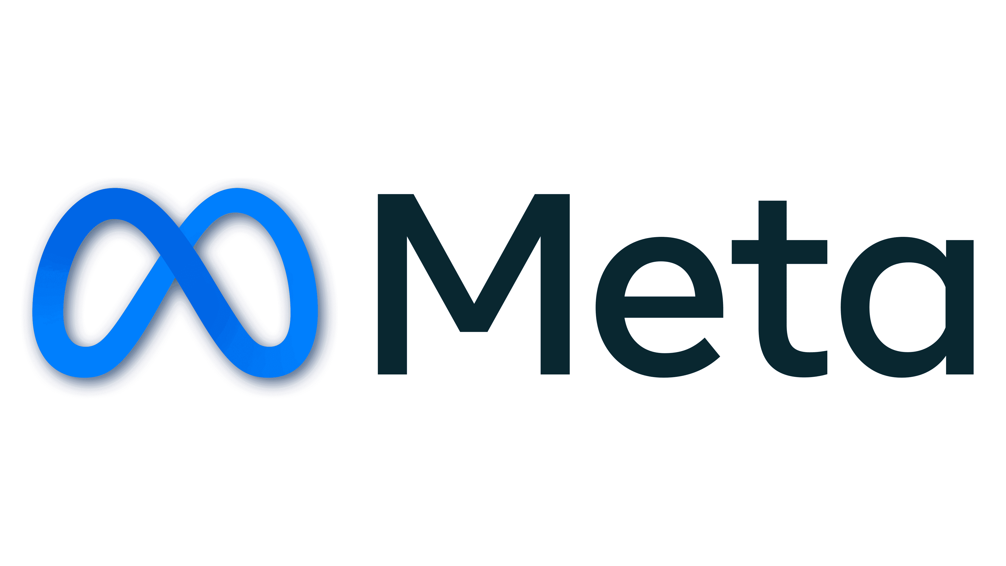 Meta logo with a blue infinity loop symbol next to the dark “Meta” wordmark on a black background.