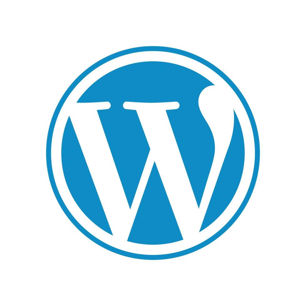 WordPress logo featuring a white “W” inside a blue circular background.